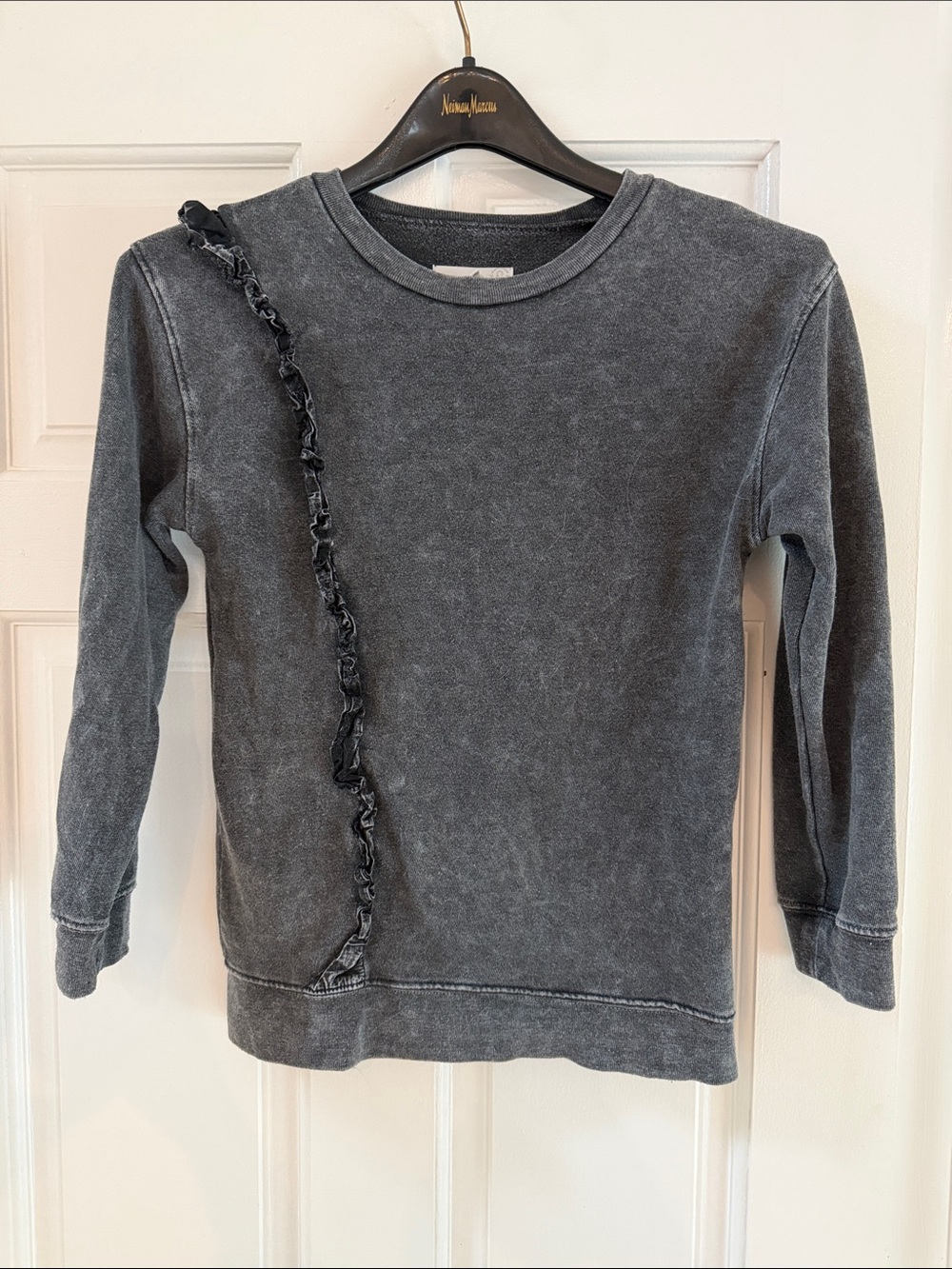 Treasure & Bond Girls Ruffle Acid Wash Sweatshirt Gray Size S (7/8)